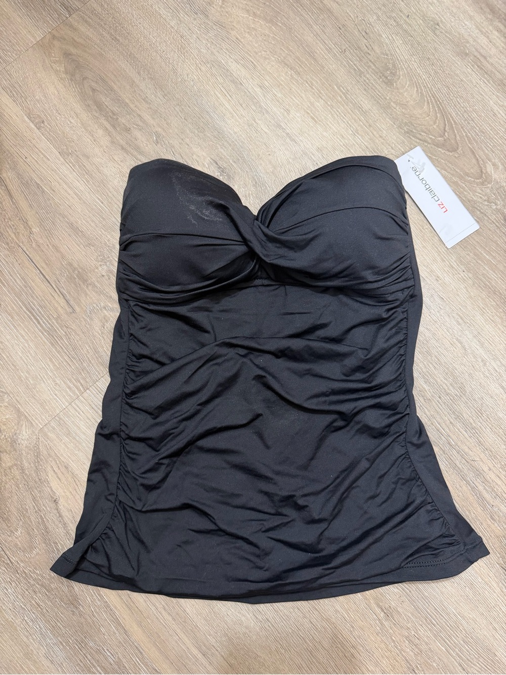 Liz Claiborne Black Twist Front Tankini Top Size 6 Swimwear